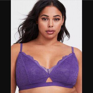 TORRID PURPLE UNLINED LACE KEYHOLE BRALETTE